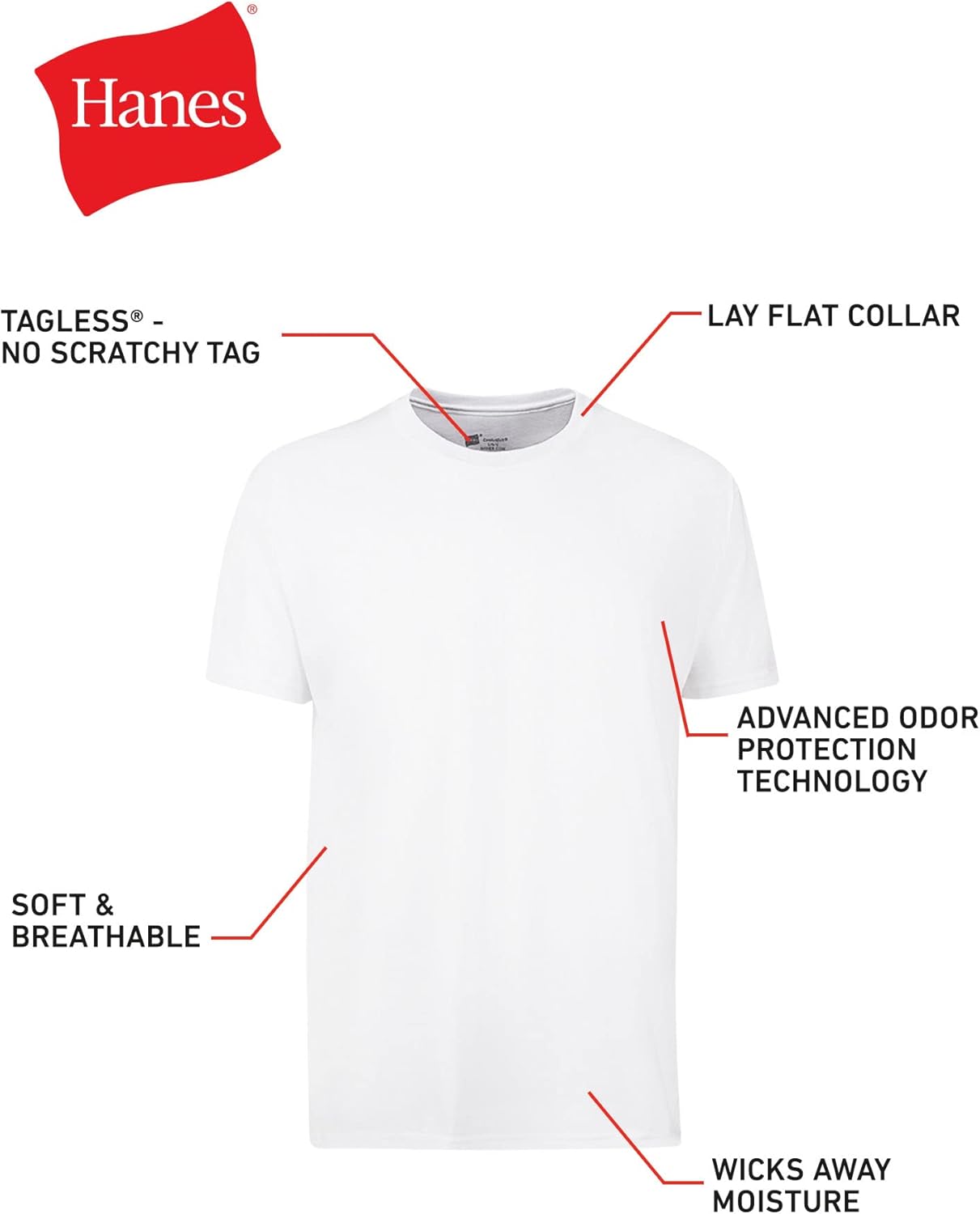 Men's Cotton, Moisture-Wicking Crew Tee Undershirts White