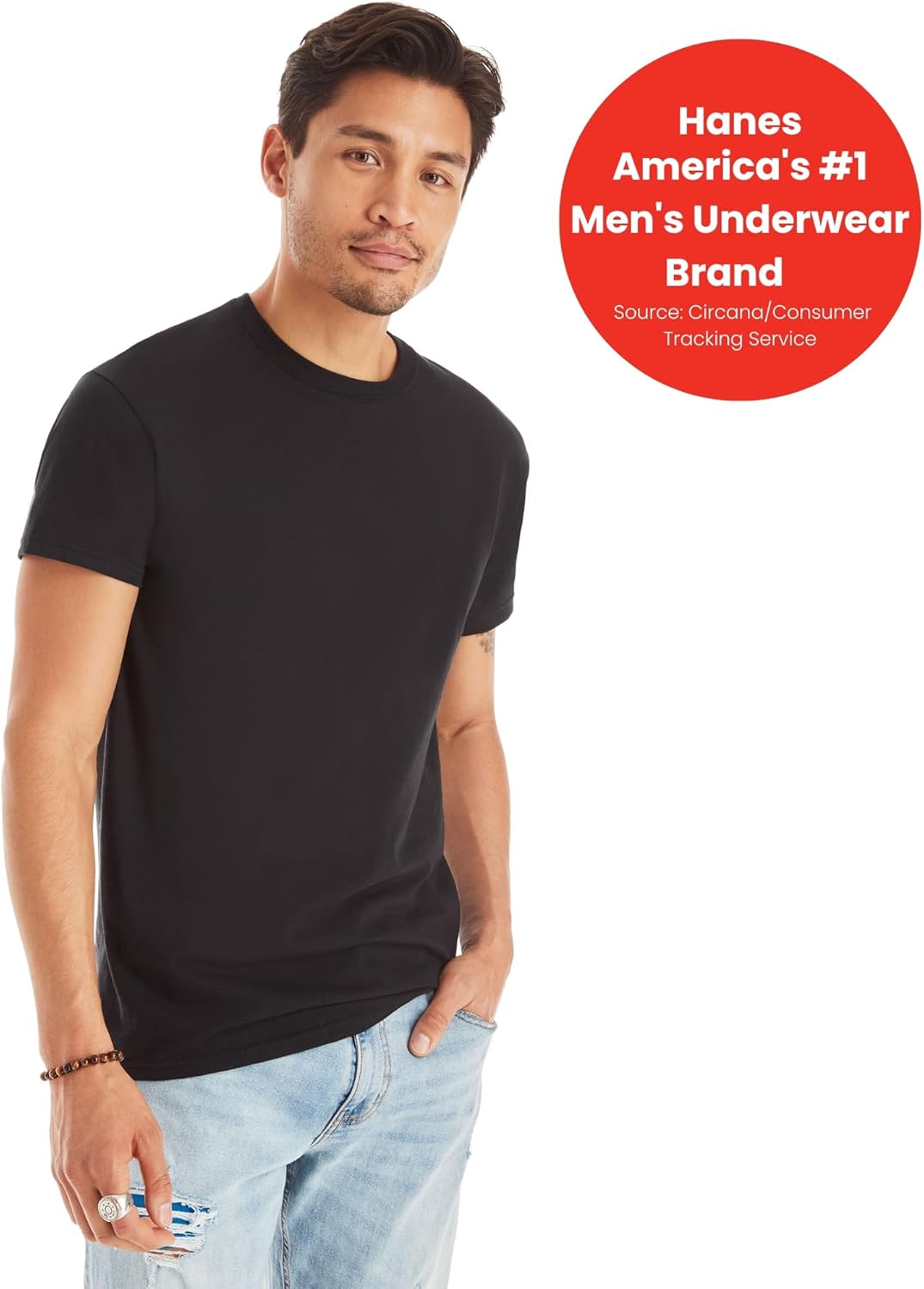 Men's Cotton, Moisture-Wicking Crew Tee Undershirts Black