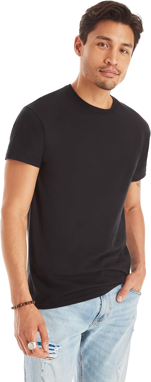 Men's Cotton, Moisture-Wicking Crew Tee Undershirts Black