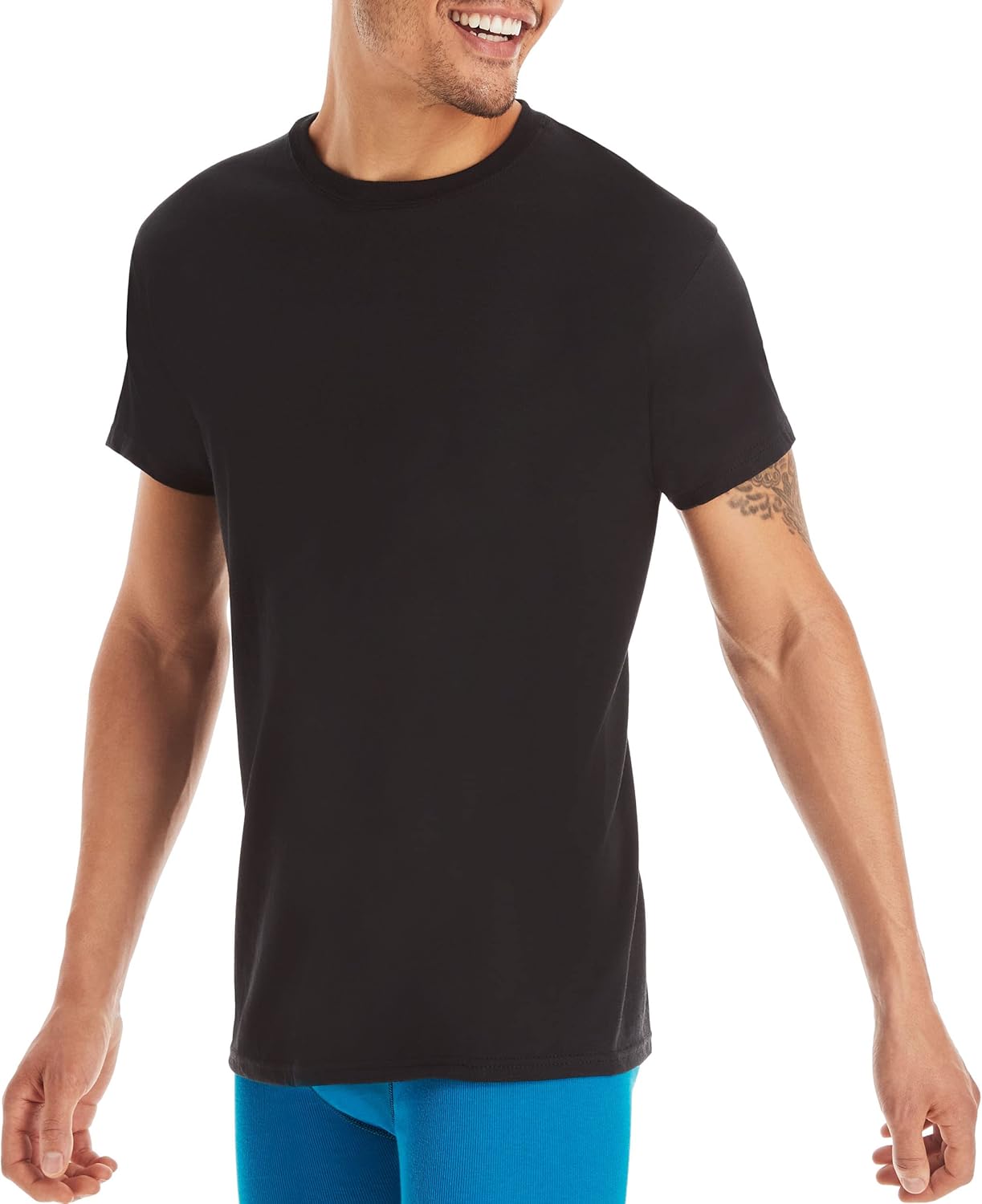 Men's Cotton, Moisture-Wicking Crew Tee Undershirts Black